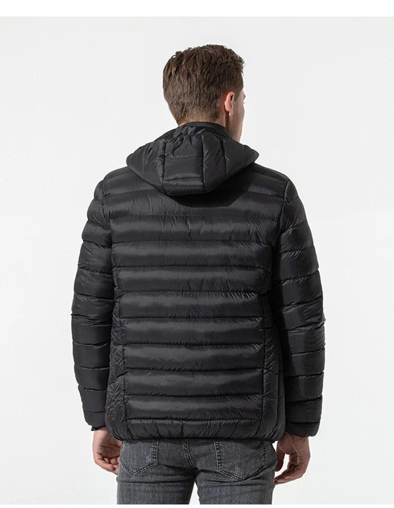 Mens Winter Custom Short Battery USB Charger Four Switch Three Speed Heated Insulated Padded Down Jacket