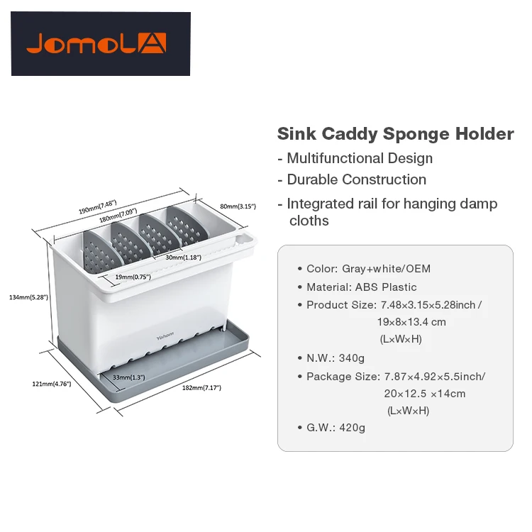 kitchen accessories plastic ABS sink caddy storage organizer soap dispenser sponge holder brush and Dish Cloth Hanger rack