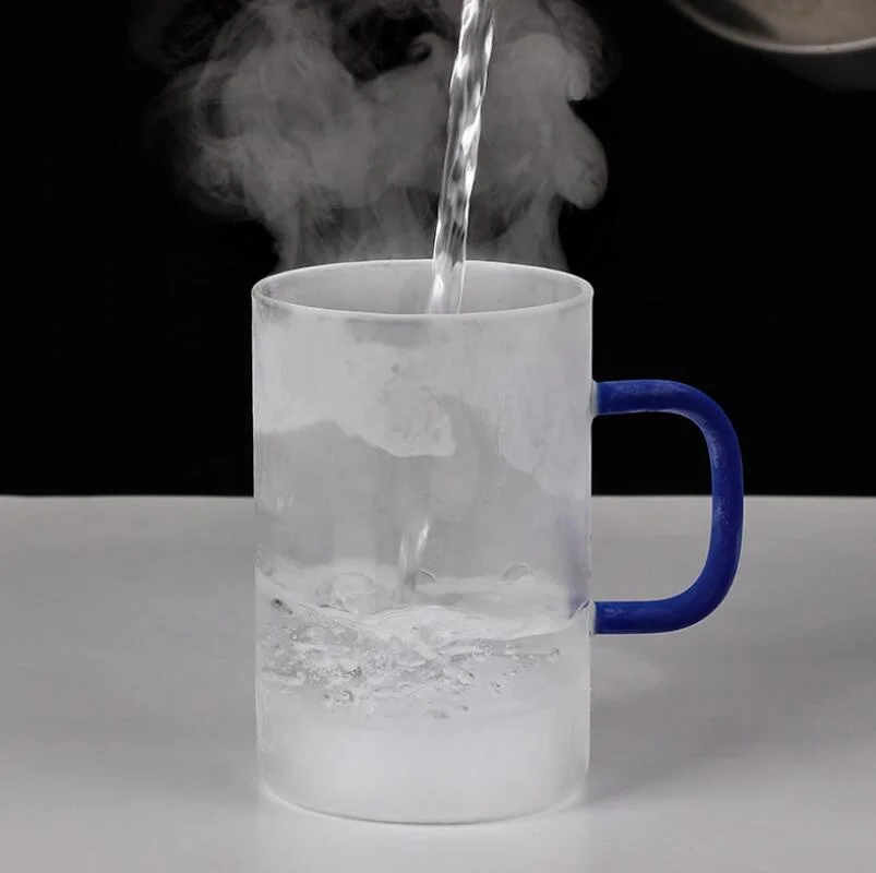 Bottom Price Latest Style Green Flower Double Layer Glass Tea Cup