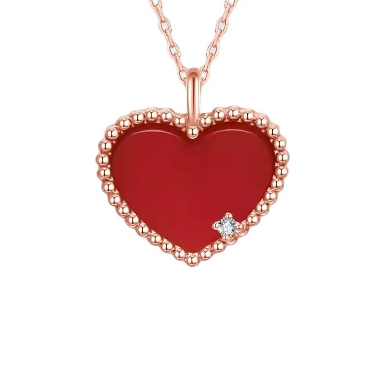 Gold Jewelry Pure 18K Gold Diamond Love Pendant Au750 Heart Shaped Necklace Bride Engagement Wedding Gift