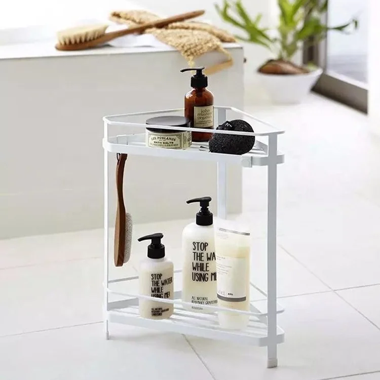 Hot sale cheap price 2 tiers iron standing type bathroom shelves bathroom corner shelf shower caddy shelf