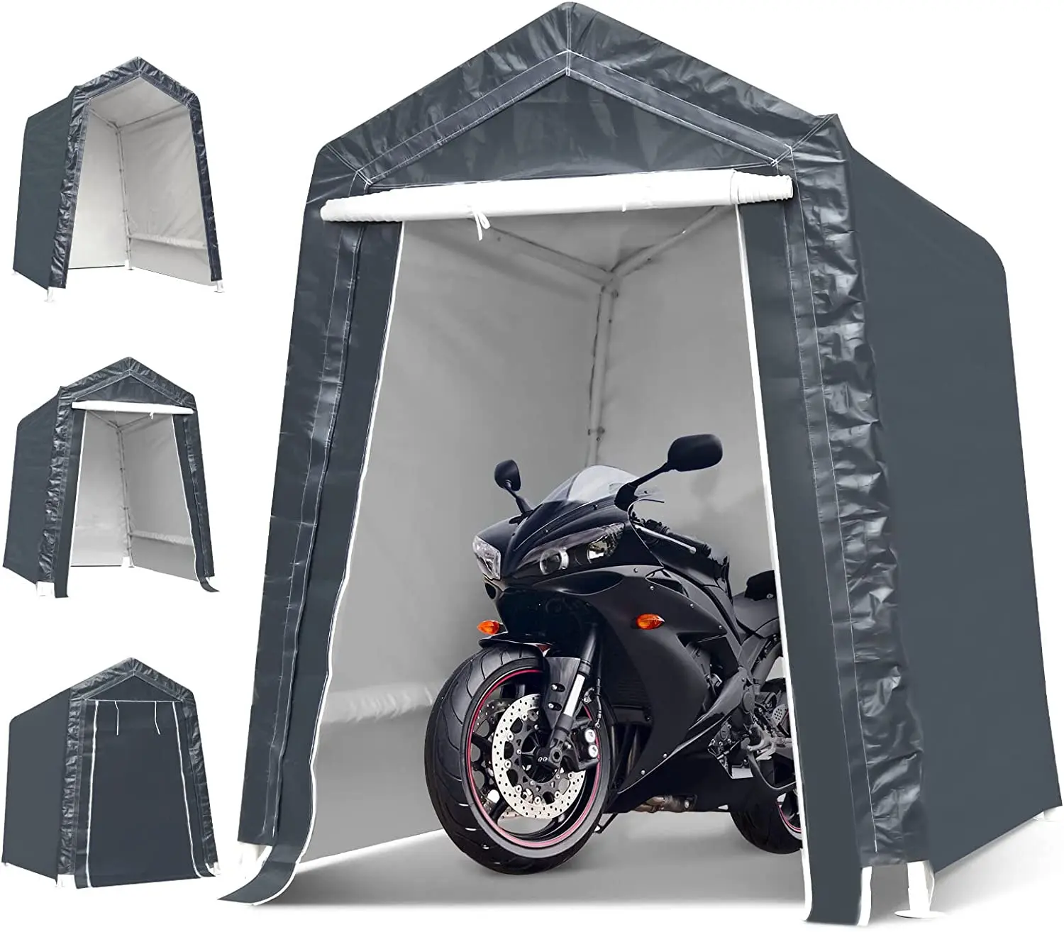 6x8x7 Ft Motorcycle Carport Portable UV Water Proof Cover Storage Sheds Camping Tent Canopy Shelter Garden Patio