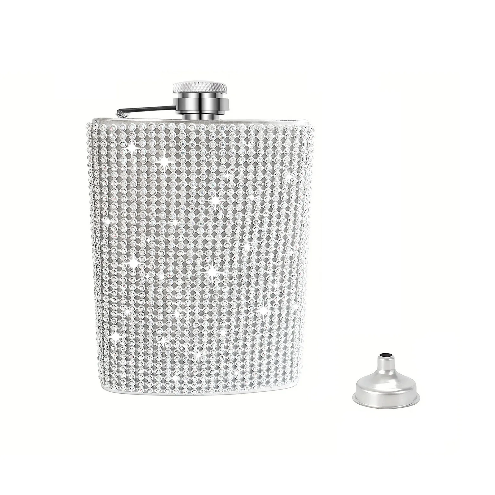 Luxury Shining Bling Rhinestone Hip Flask 6oz/8oz Diamond Crystal Whiskey Stainless Steel Mug Vacuum Insulated Beer Pot
