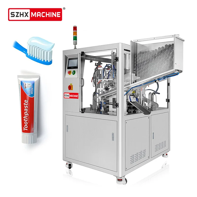 Ultrasonic plastic squeeze tube filling and sealing machine rotary toothpaste filler and sealer with 10 working stations and PLC