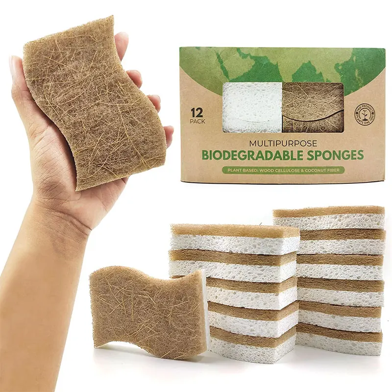 Multipurpose Eco Sisal Scourer Washing Natural Dish Cellulose Cleaning Kitchen Sponge