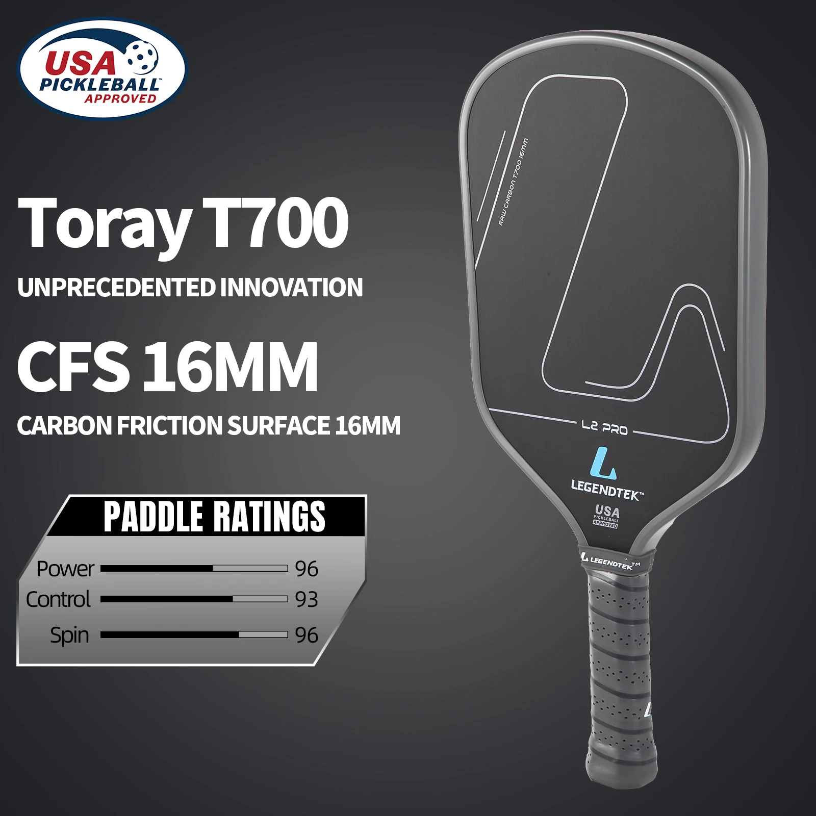 2024 Newest Top Sale PP China Honeycomb Core Frosted Carbon Face Fiber Board Professional USAPA Pickleball Paddle