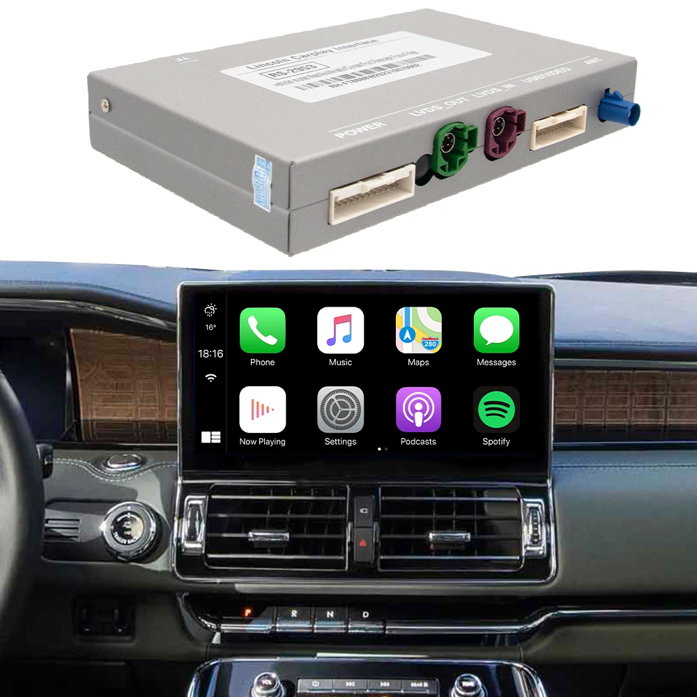 Android Auto Wireless Carplay Box With Reverse Camera Interface For lincoln Corsair 12.3 inch 2020-2022