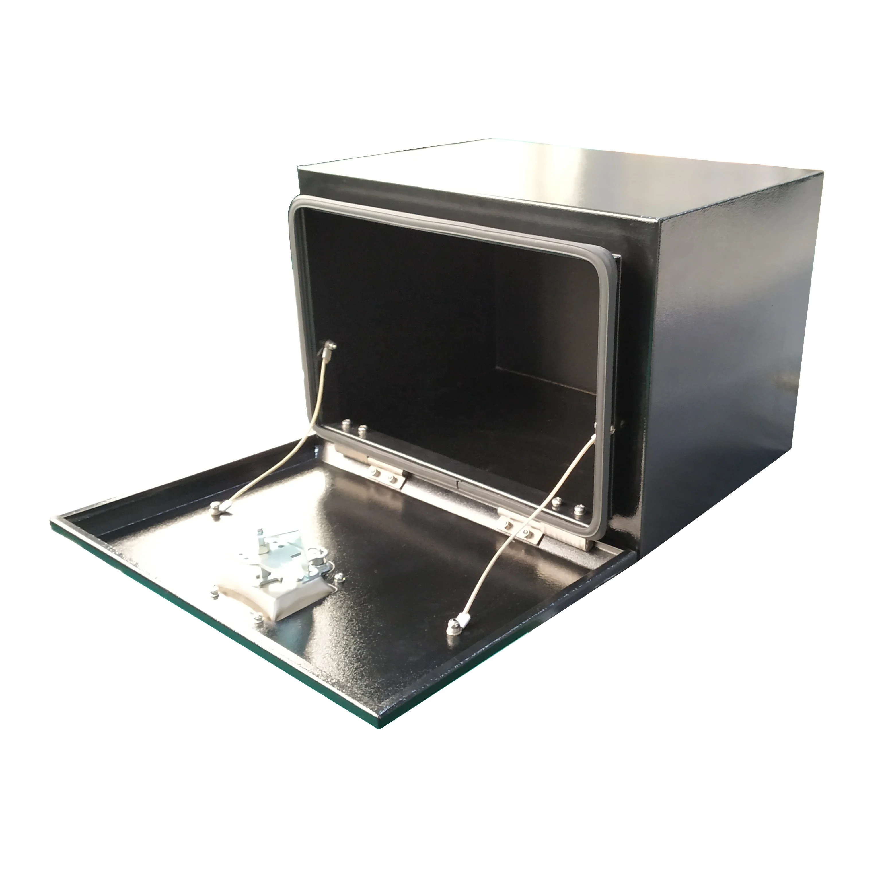 large black steel underbody trailer toolbox