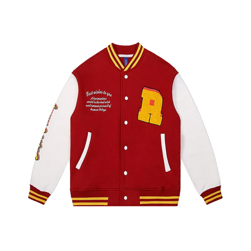 Ready Ship American College patchwork nitted Varsity Men Baseball Jackets for women