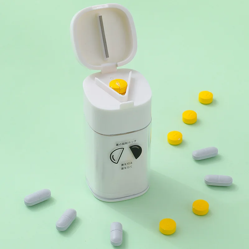 Organizer Medicine Pill Box With Cutter  Vitamin Case Weekly Pill Box 7 Days Portable Plastic Pill Box Medicine Storage