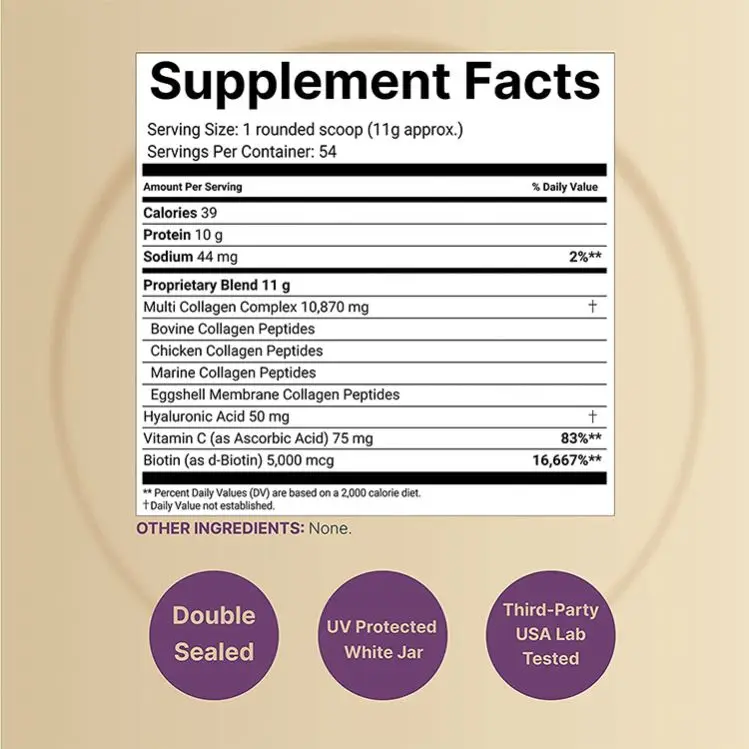 Custom Collagen Peptides Powder Skin Whitening Glow Digestive Enzymes for Hair nails beauty Supplement