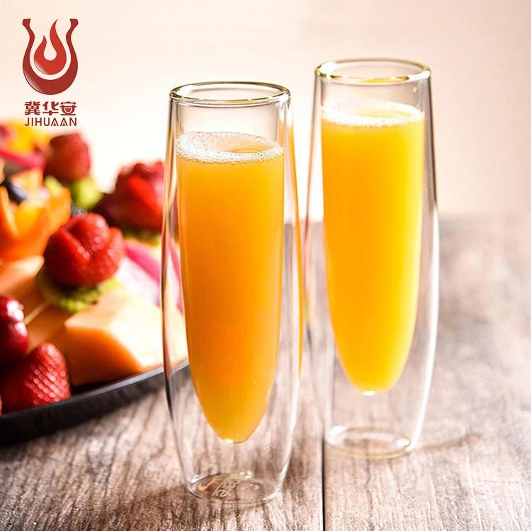 High Quality  Transparent glassware high borosilicate double wall bullet shot glass