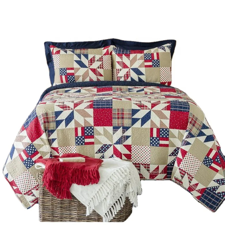 Прямая продажа с фабрики, лоскутные стеганые одеяла из хлопка, лоскутные одеяла с принтом из полиэстера/хлопка ручной работы, цифровые одеяла для взрослых