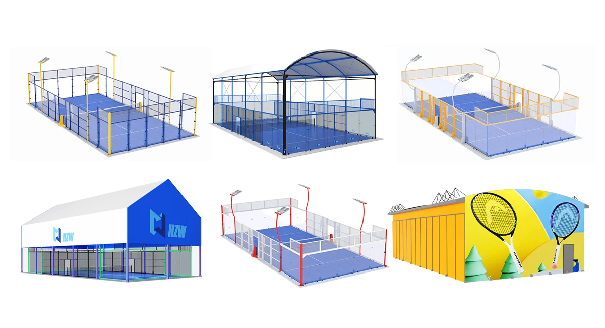 HZW Factory-Made Artificial Grass Paddle Tennis Court Lawn Panorama Court for Grass Padel Tennis