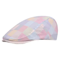 Factory Wholesale Ivy Beret Colored Plaid Ivy Cap With Visor Spring Summer Advance Cotton Ivy Hat