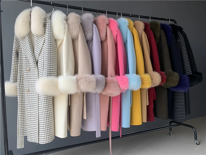 Mao Mao Fur New Fashion Fur Coat Wool Detachable Fox Fur Collar Women Warm Long Coat Wool