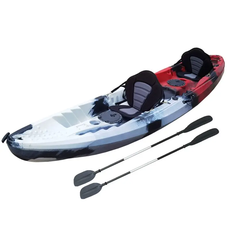 High Quality LLDPE Plastic kayak 2 person double person seater recreational fishing sea kayak for sale with paddle