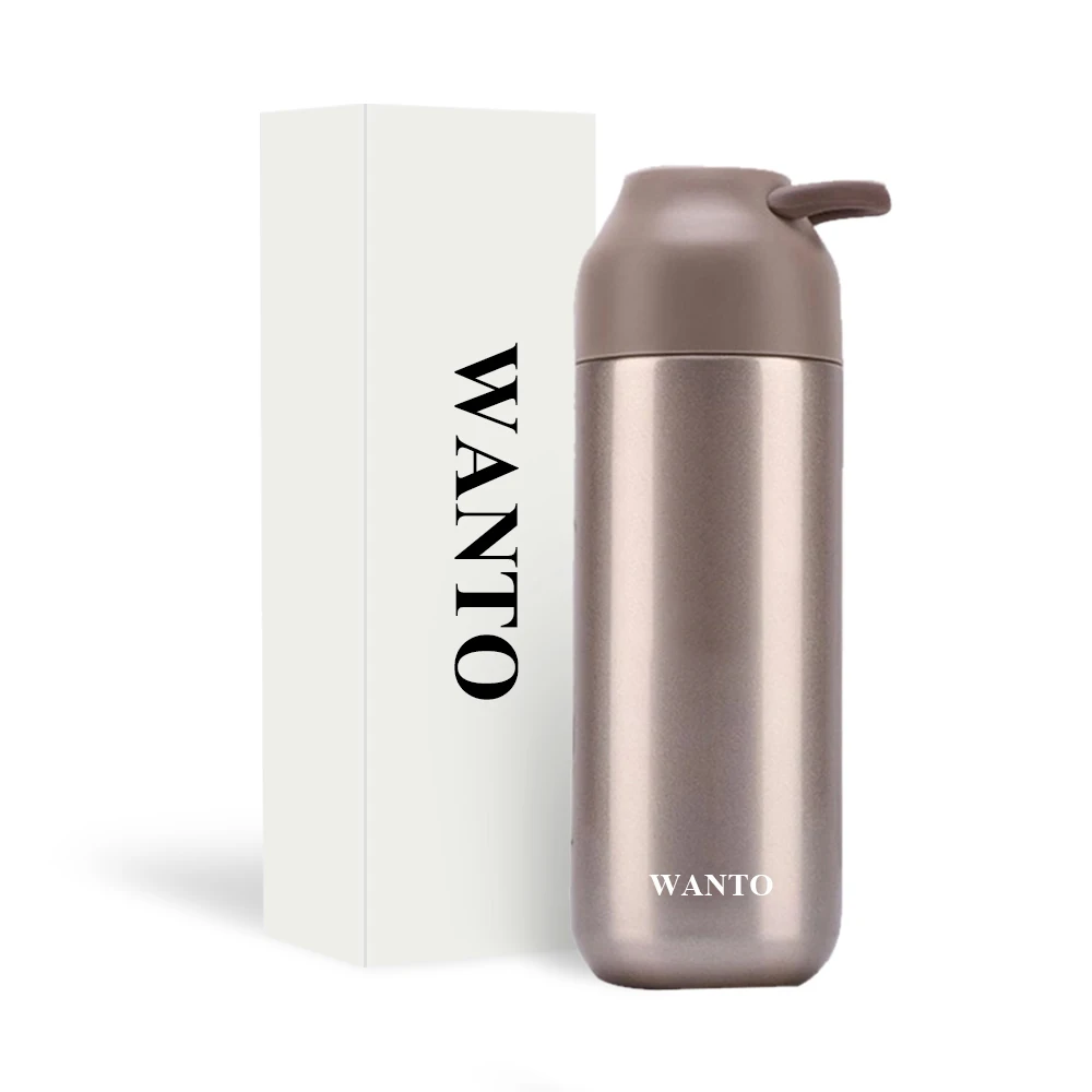 Wanto good quality easy carry double walled stainless steel vacuum flask 400ml milk water bottle for school