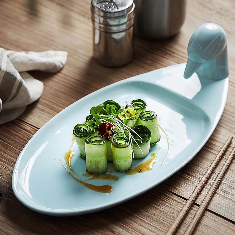 
11/5000 Chinese style is lovely duck modelling irregular ceramic plate modern irregular plates irregular snack plate 