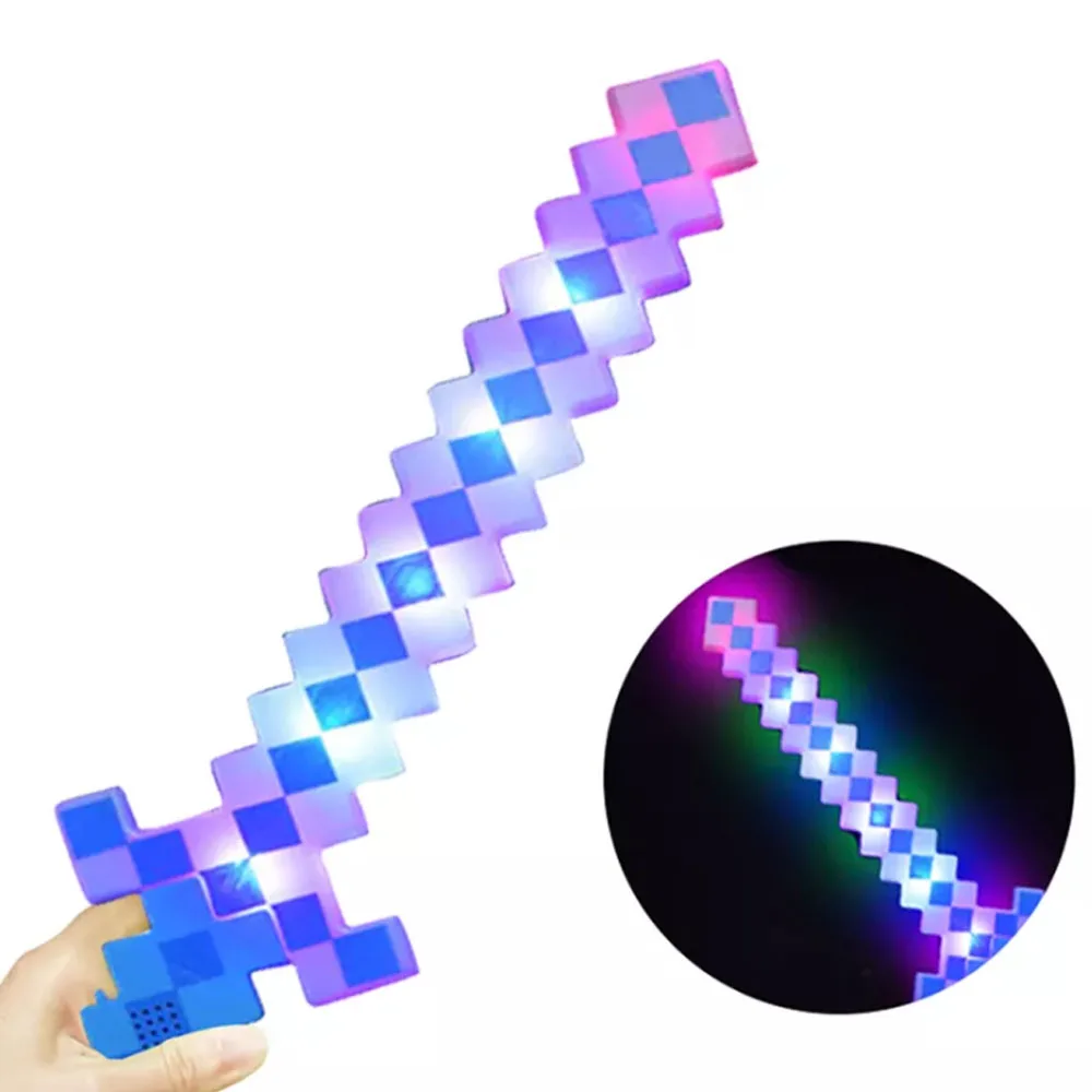 Hot Promotional Party Supplies Light Up Toys Kids Favor Gift Led Flashing Swords Light-Up Toys Glowing Led  Mosaic Pixel Sword