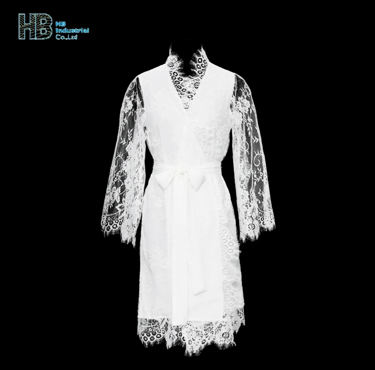 Bridesmaid robes with lace,satin lace robelace white lace robe, honey moon lingerie