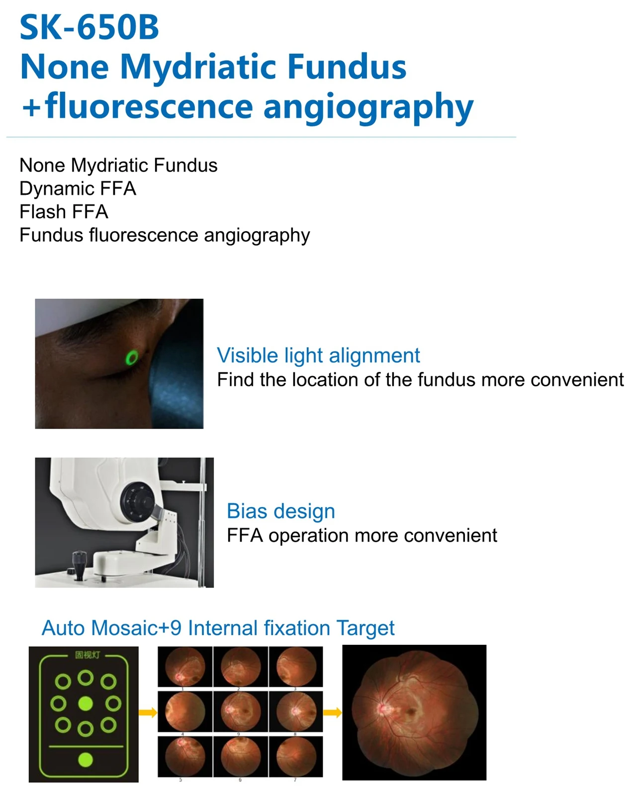 SK-650B cheapest ophthalmic equipments retina camera FFA digital eye test analysis machine auto fundus camera