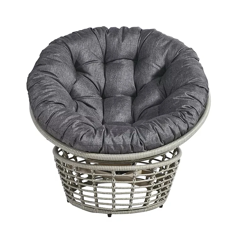 360 Degree Wicker Rattan Swivel Papasan Chair with Cushion