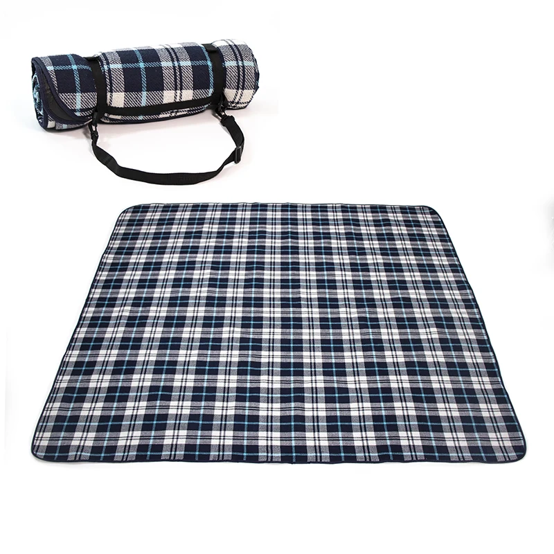 Luxury roll up portable picnic blanket beach mat with strap handle