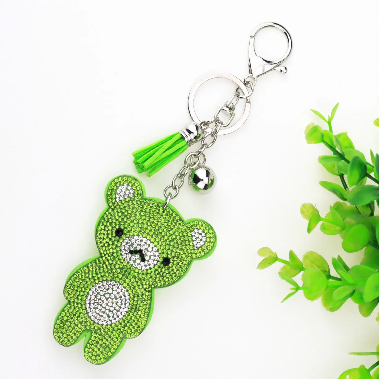 Wholesale Bling Bear Key Ring Pendant Multi colors Rhinestone Glitter Mini Bear Keychains For Women Bag