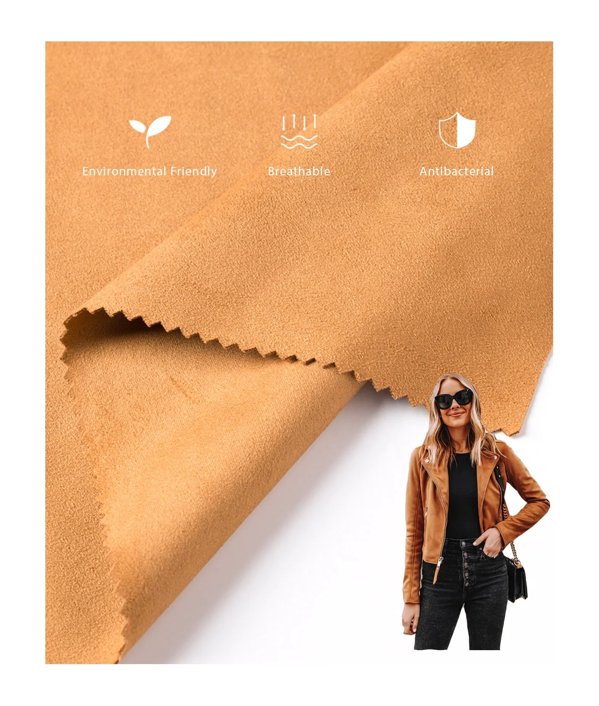 Smooth and wrinkle resistant Knitting Suede Leather Fabric For Garment shoe