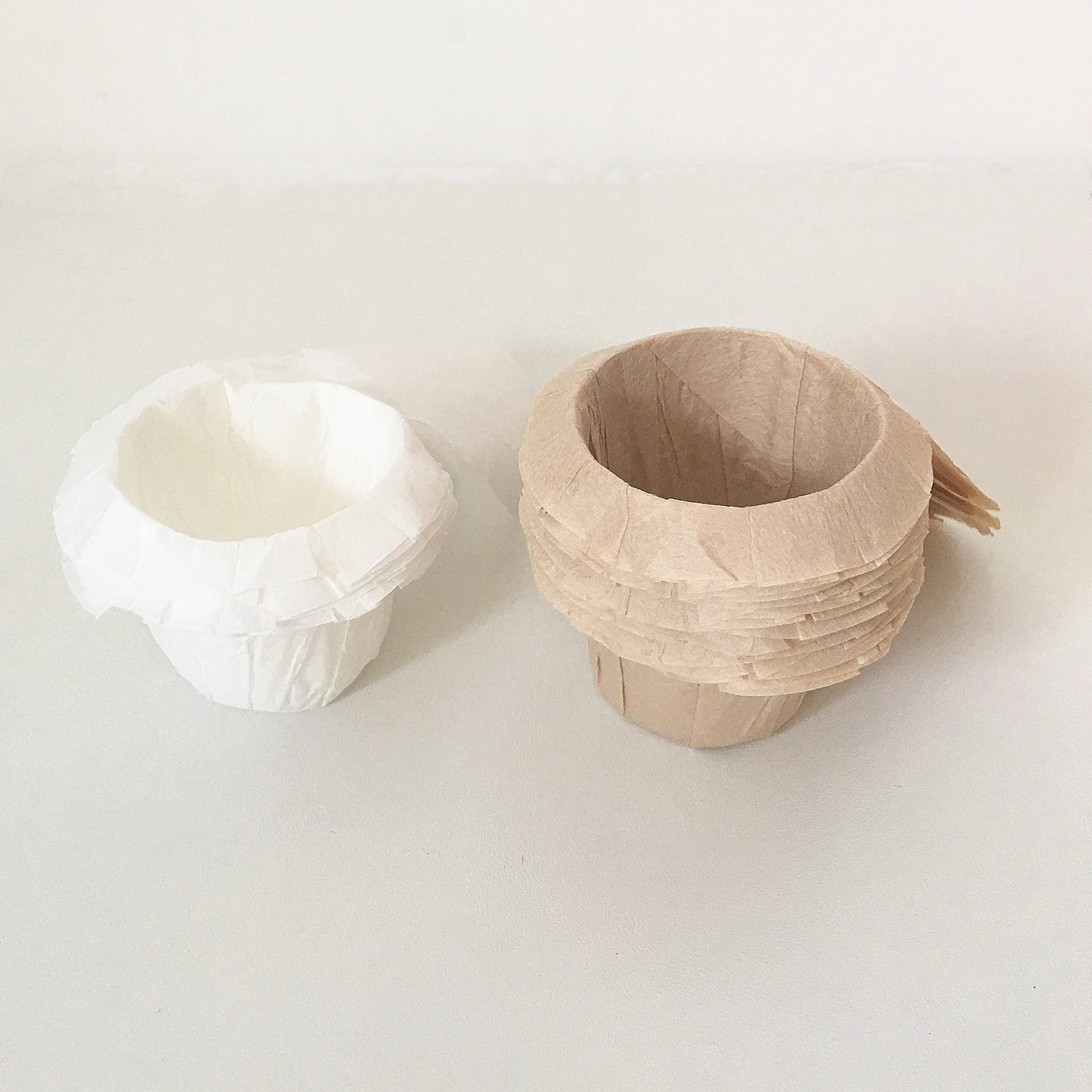 k cup filters with lid compostable paper filter in white and unbleached color