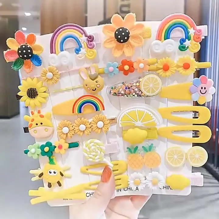 Модные 14 шт./компл. милые заколки для волос в виде цветов бабочек фруктов конфет принцессы девочки ребенка детские