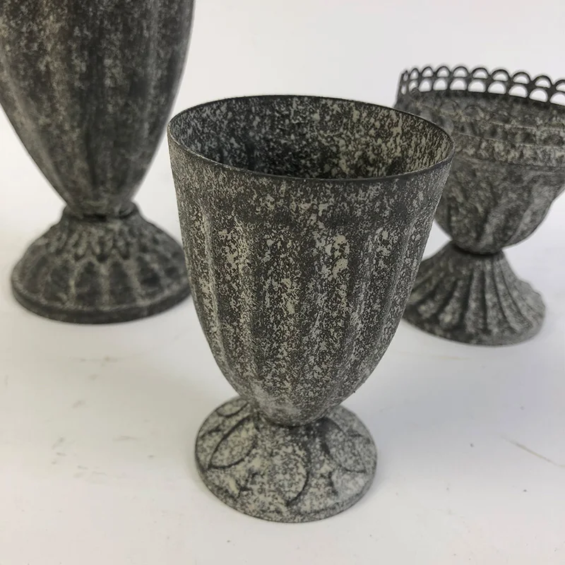 Antique Rustic High Quality Decoration Flower Pot Urn Mini Metal Flower Pot For Home Garden Decor