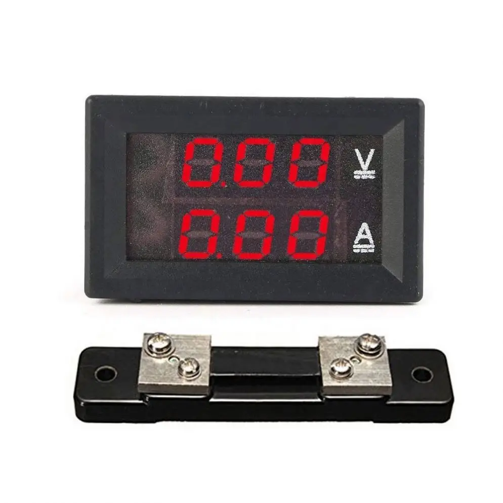 Digital Multimeter Dual LED Display Voltmeter DC 4.5V-30V Ammeter 0-50A Voltage Current Meter Volt Amp Panel Monitor Red & Red