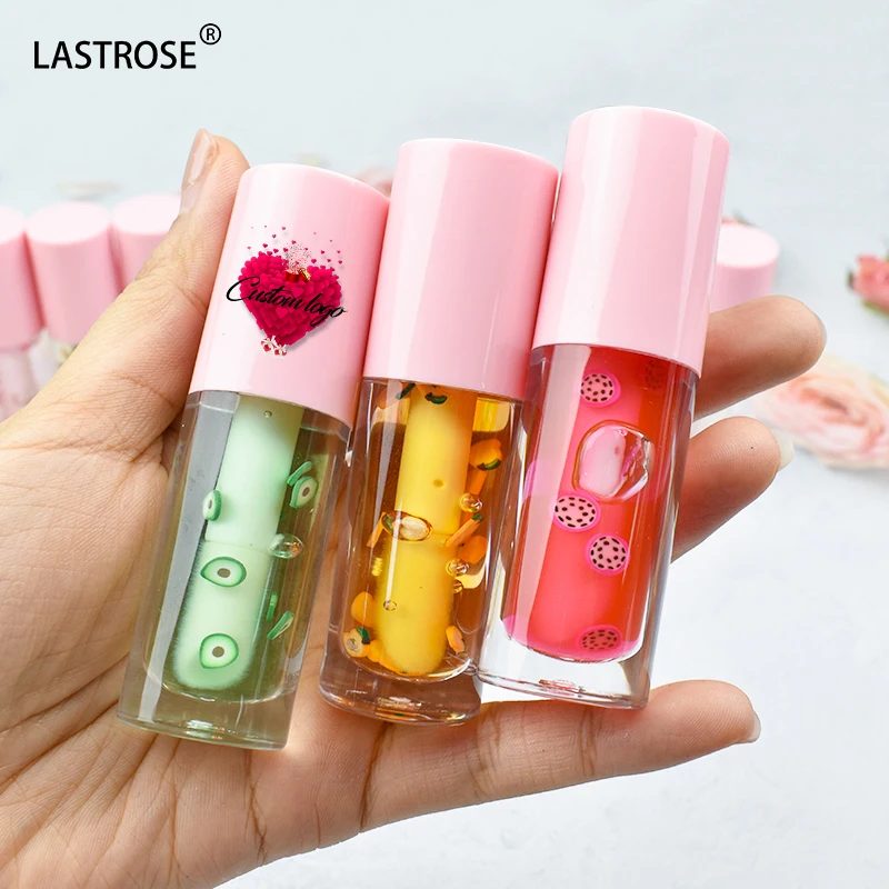 Private Label Vegan Crystal Makeup Lip Gloss with Fruit Flavor Cute Colorful Lip Oil Featuring