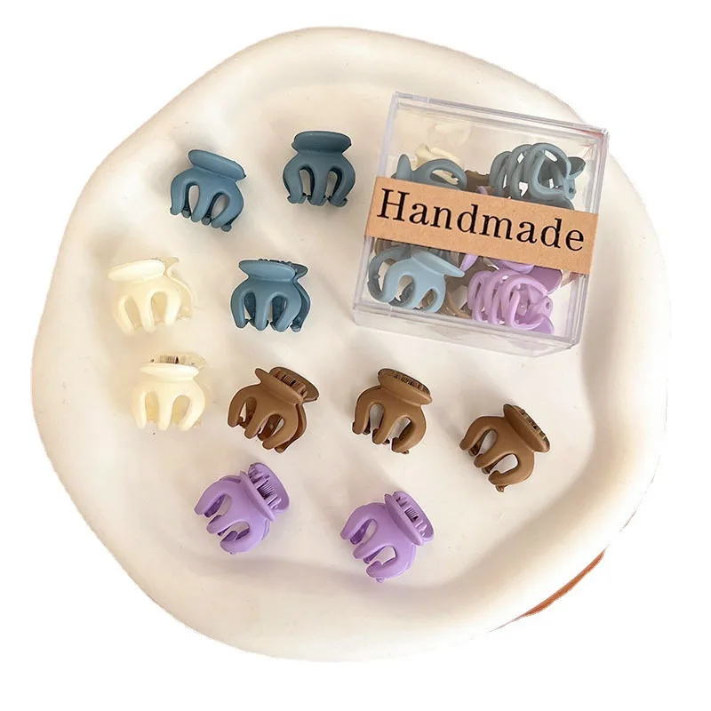 Ten boxed mini small sized frosted hair clip bang clip broken hair card clamp red pumpkin small jaw clip headdress