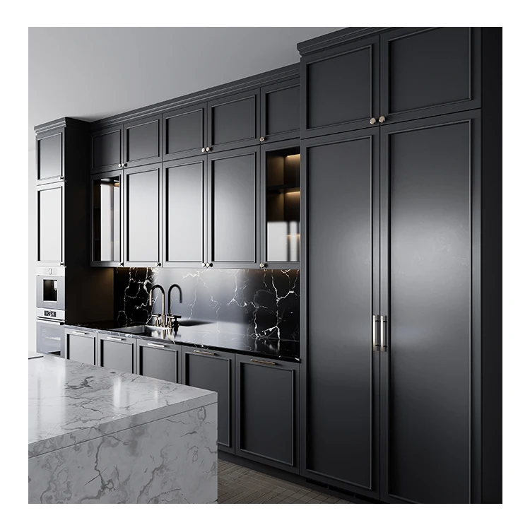 High quality complete kitchen interior set aluminum european style kitchen cabinet solid wood