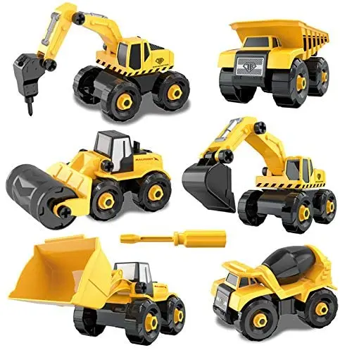 6 в 1 DIY Строительные Машины экскаваторов грузовиков игрушки Обучающие для подарков с ящик хранения