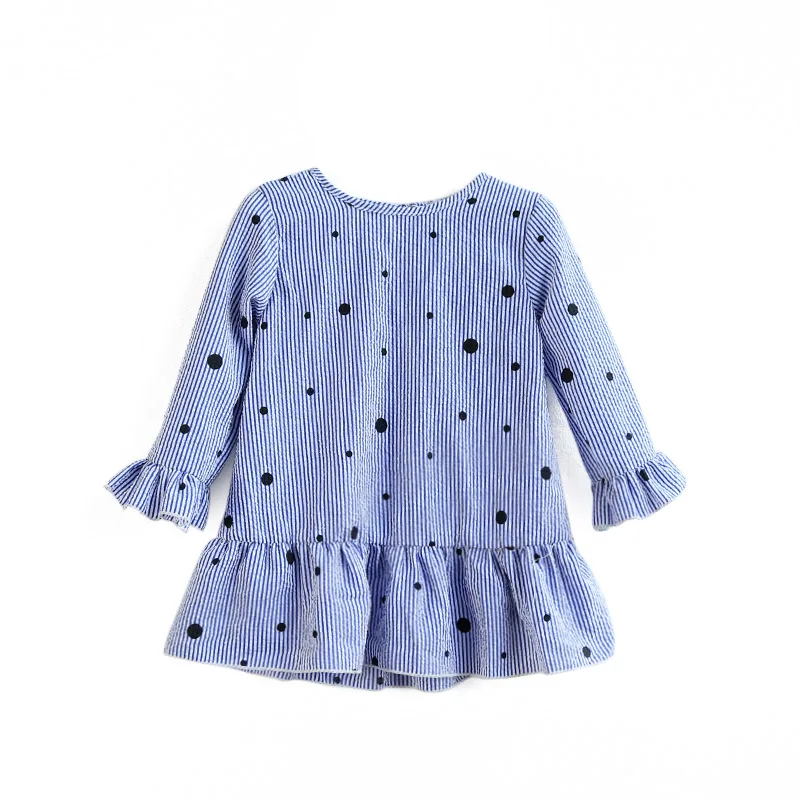 Popular Fashion Organic Cotton Children Clothing  Long Sleeves Casual Baby Girls Blouse With Ruffles Baby Girls Top
