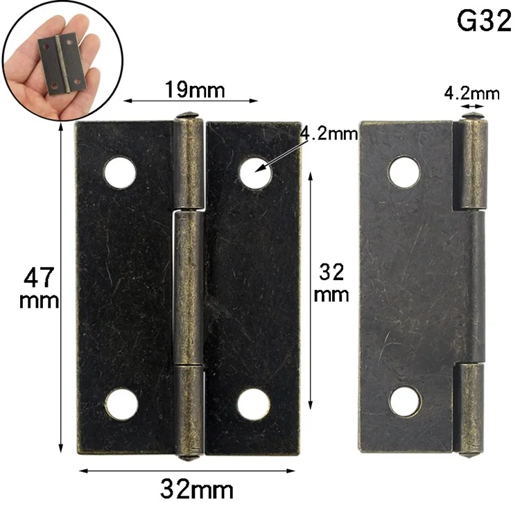Bronze Metal Decorative Hinge Plated Hardware Craft Gift Jewlery Box Furniture Hinge Wholesale Small Brass for Wooden
