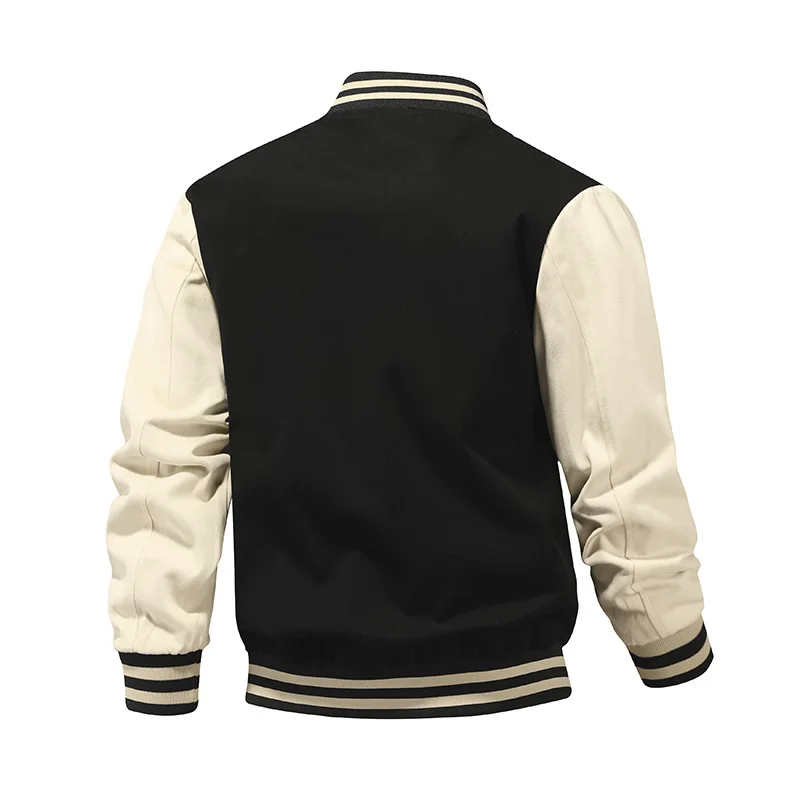 New Fashion Custom Logo Letter Flocking Embroidered Baseball Uniform Coat Mens Retro Loose Stitching Varsity Jacket