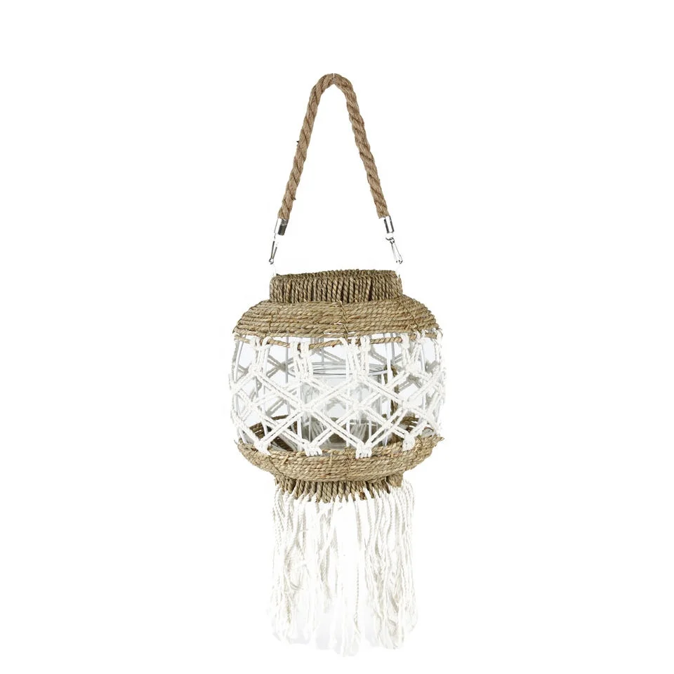 Kingwillow New Design Aquatic Grass Woven Mini Lantern Lanterns for Home Decor