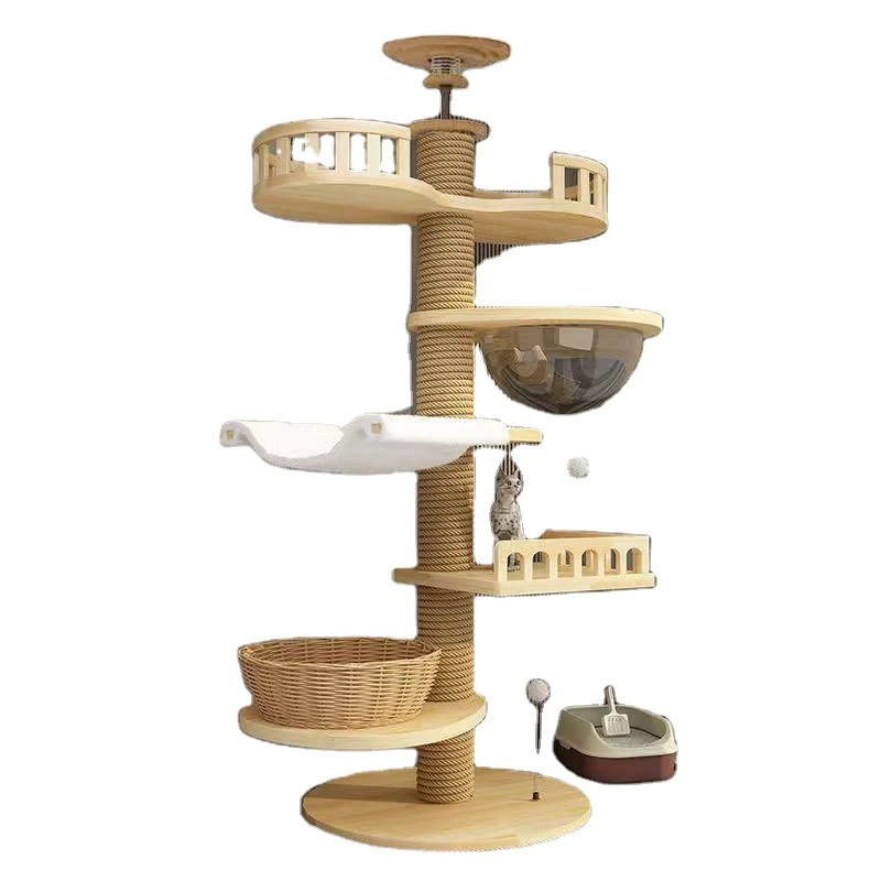 Hot Selling Cat Shelf Climbing Shelves Platform Wall Mounted Tree Cat Climb Bridge Track Activity Center Wood Luxurious Fun Play