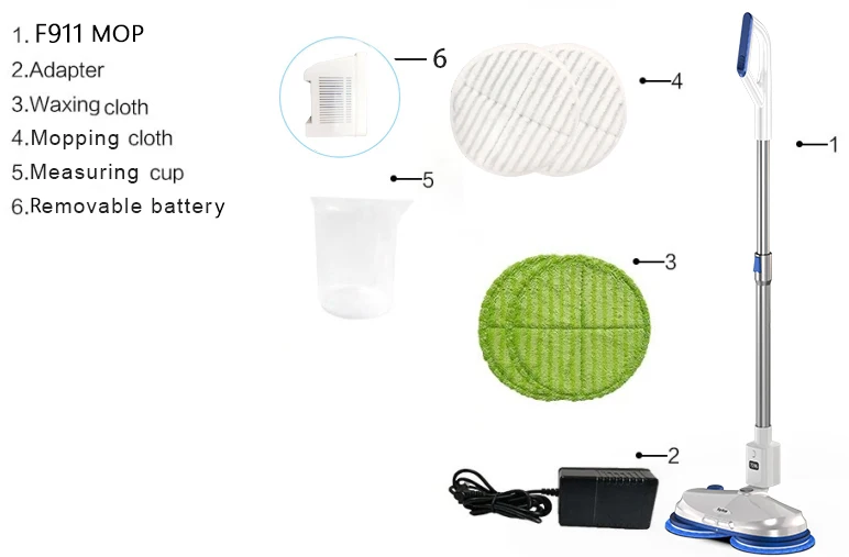 Cop Rose 2.4G mop remote control, cordless electric automatic dual spinning mop with light light and detachable battery