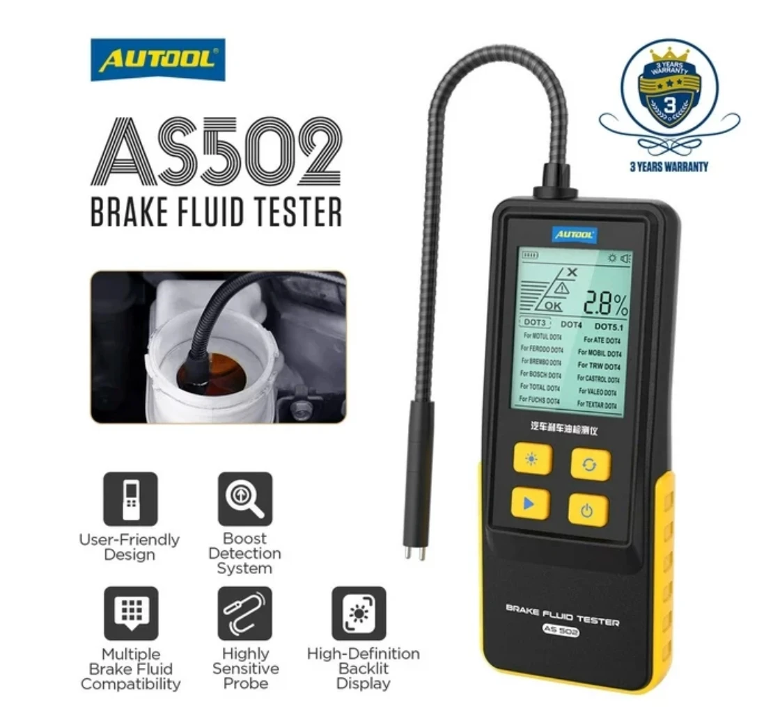 The Best Quality Auto As502 Universal Car Brake Fluid Liquid Oil Tester For Cars