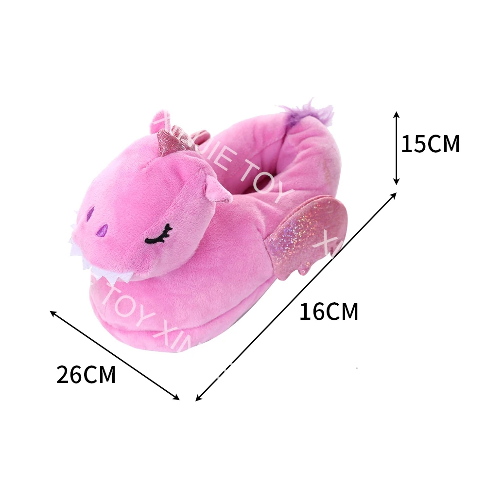 Wholesale custom Anti-slip Unicorn Plush Cotton Slipper Toy 16cm Stuffed Pink Plush Unicorn Slipper keep warm Toy