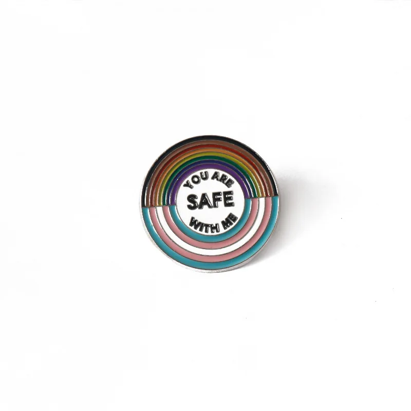 Custom Creative new SAFE Rainbow Brooch English letters double snake style brooch all badge accessories Metal lapel pin For Gift