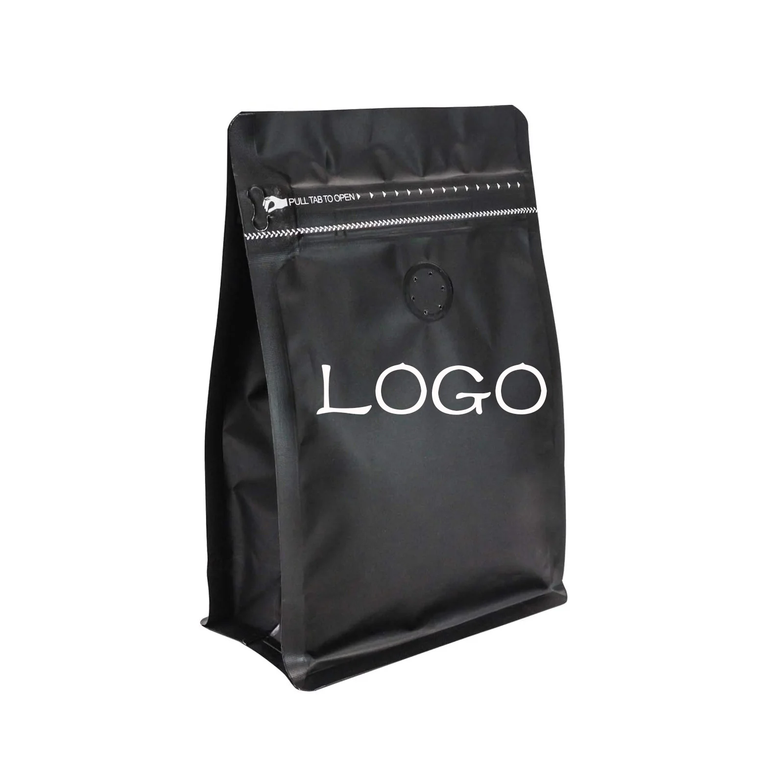 Wholesale matte printing zipper aluminum foil flat bottom coffee bag coffee bags with degassing valve