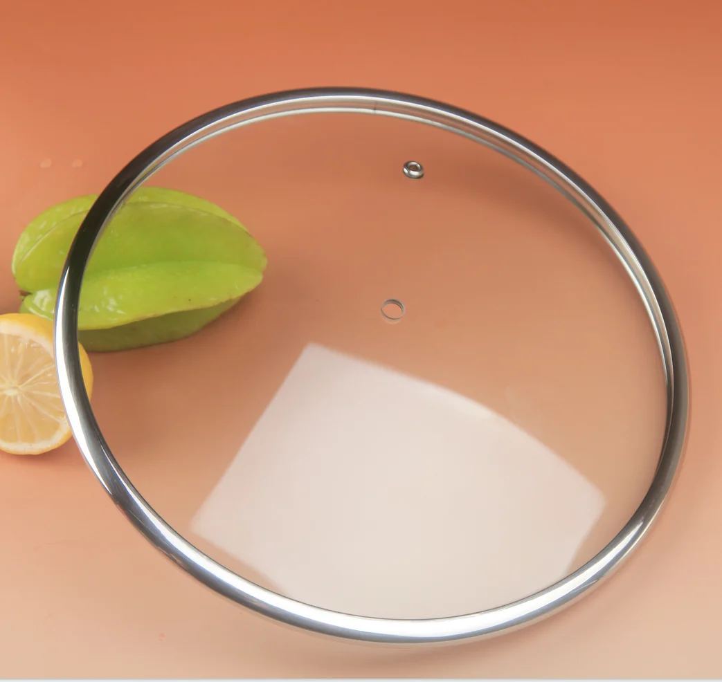 Stainless steel rim tempered float glass lid for cooking pot