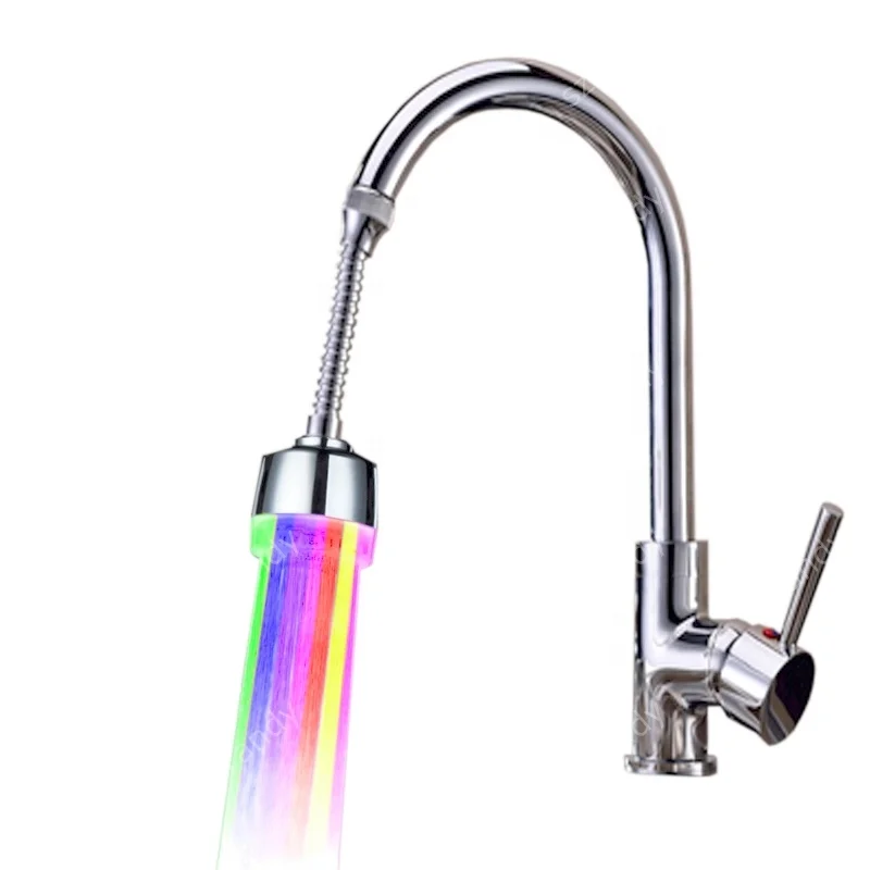 Single Blue Color Lighting LED ABS Kitchen Faucet